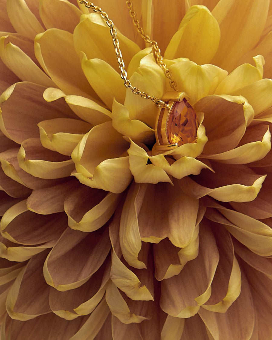 Citrine teardrop 18K gold plated necklace
