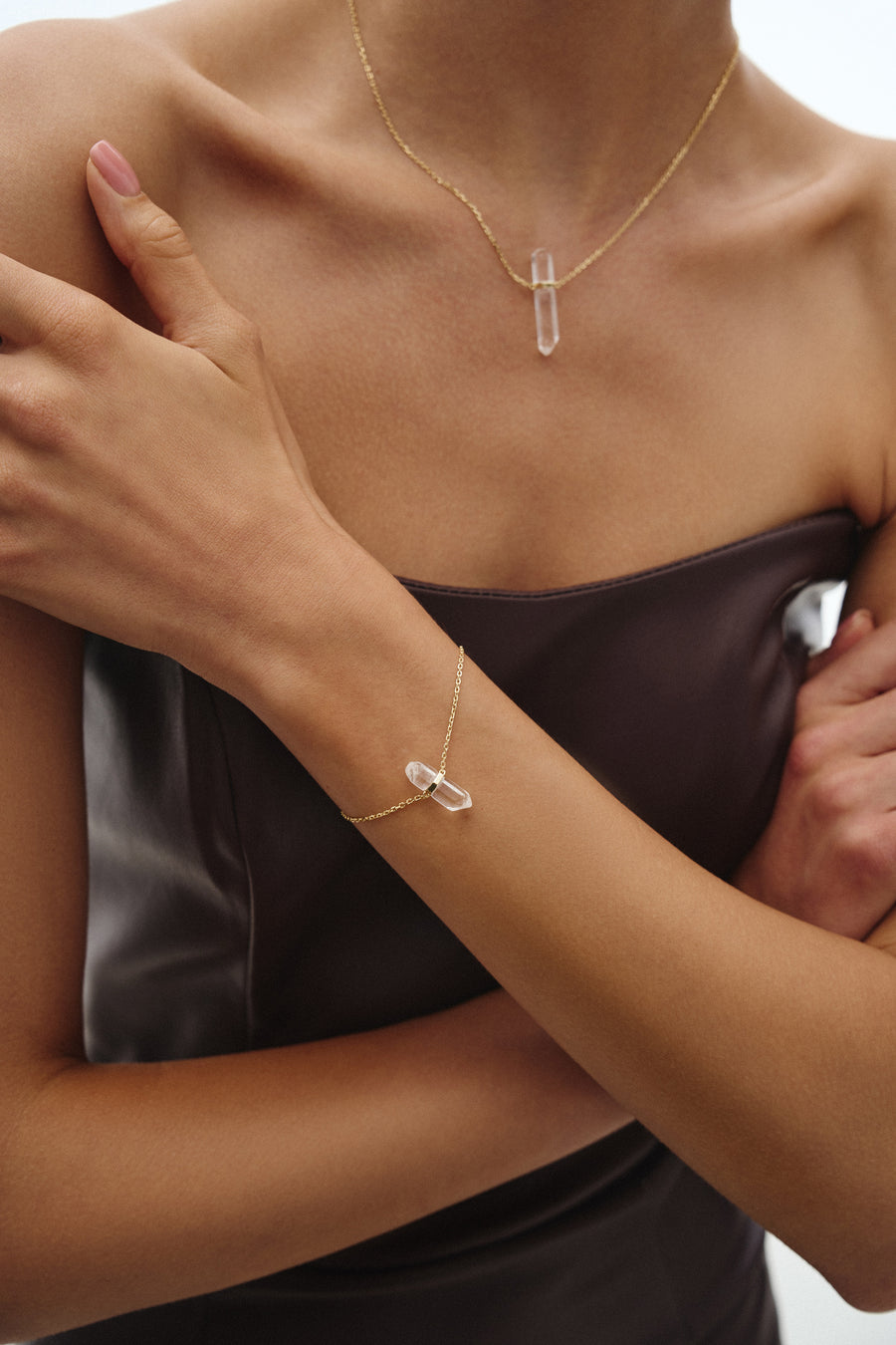 Clear quartz sterling silver bracelet