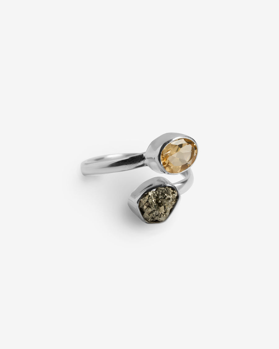 Citrine + Pyrite oval ring