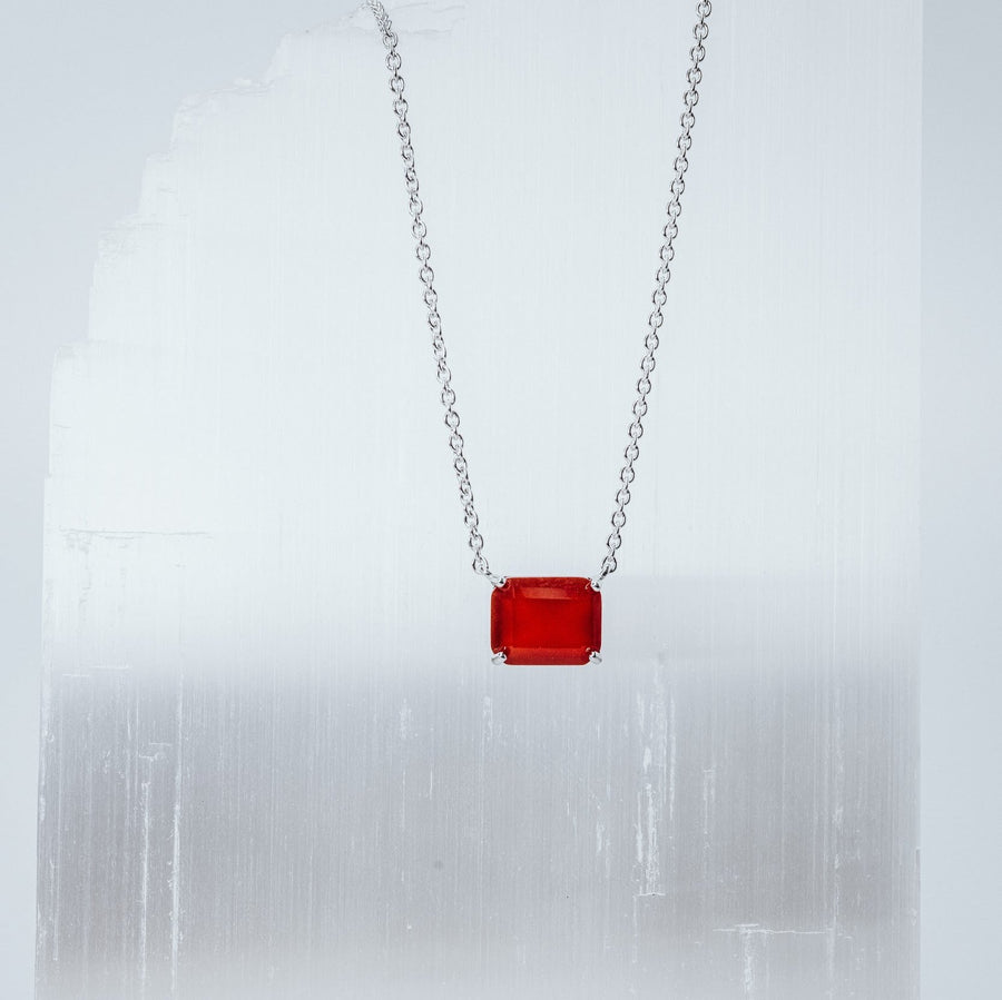 Collier rectangulaire en cornaline et argent