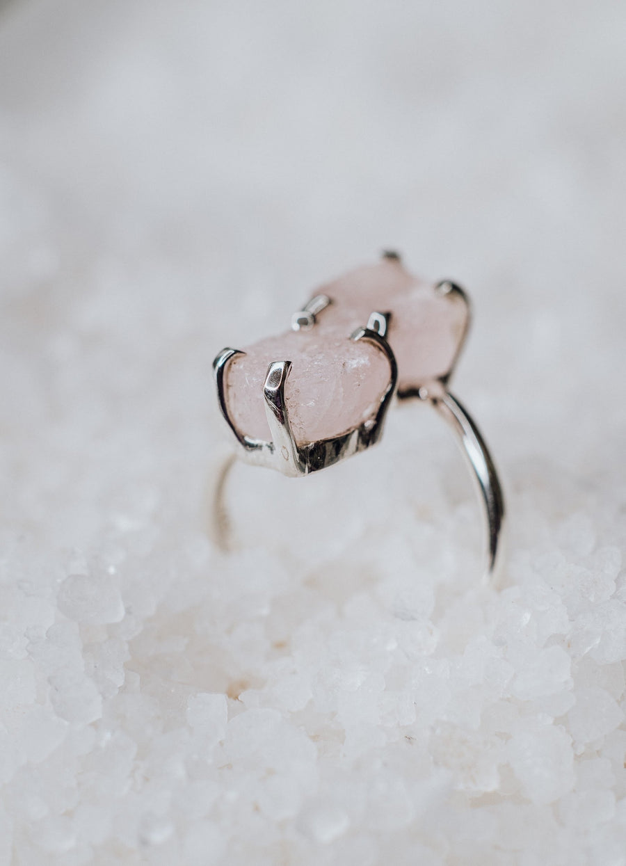 Bague double en quartz rose