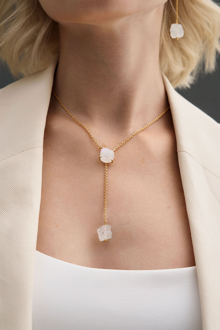 Moonstone drop necklace