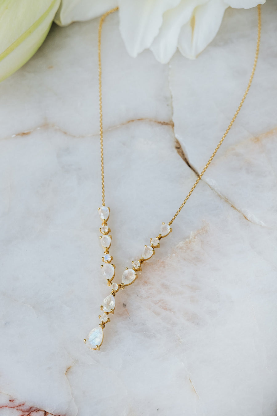 Moonstone 14K fancy necklace