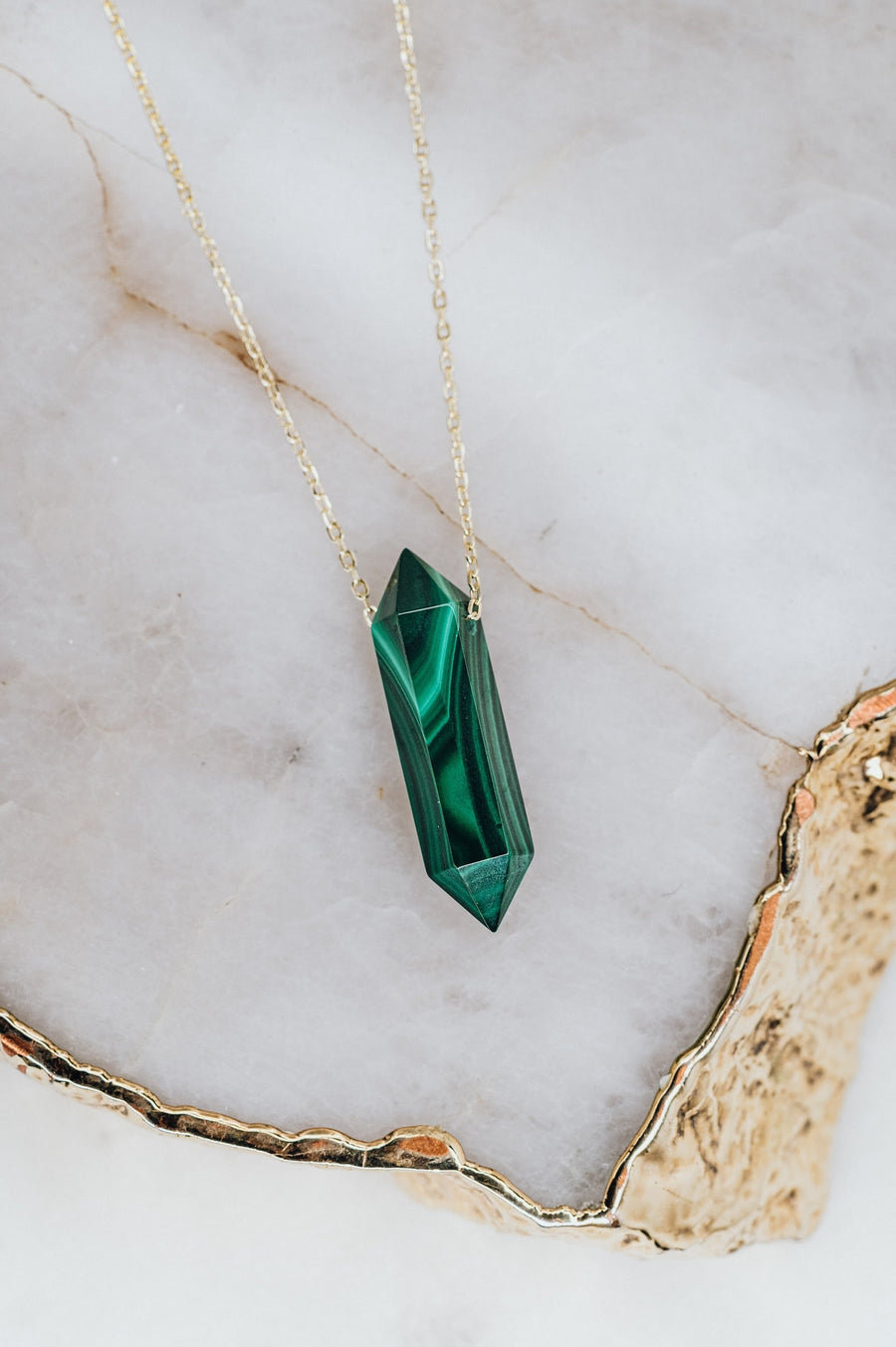 Collier à pointes en malachite