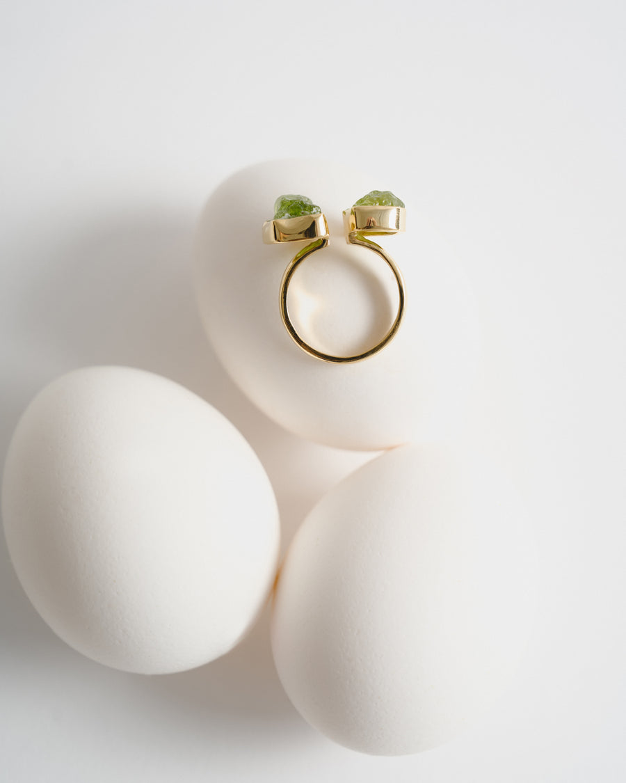 Bague double en Péridot plaqué or 18K