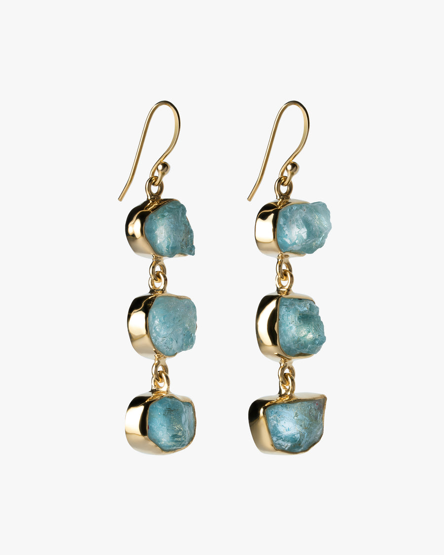Boucles d'oreilles triples en Aigue-Marine (18K)