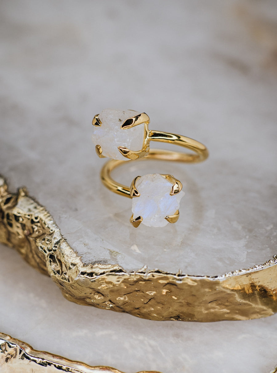 Bague double en pierre de lune