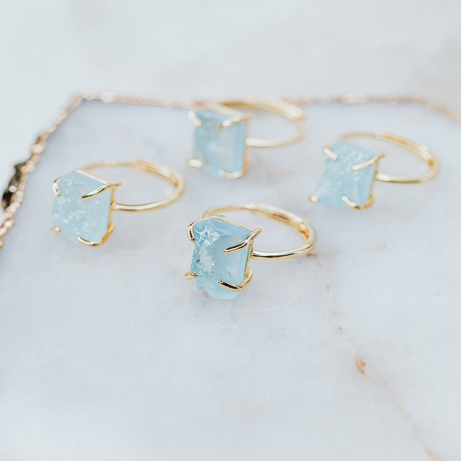 Bague ajustable en aigue-marine