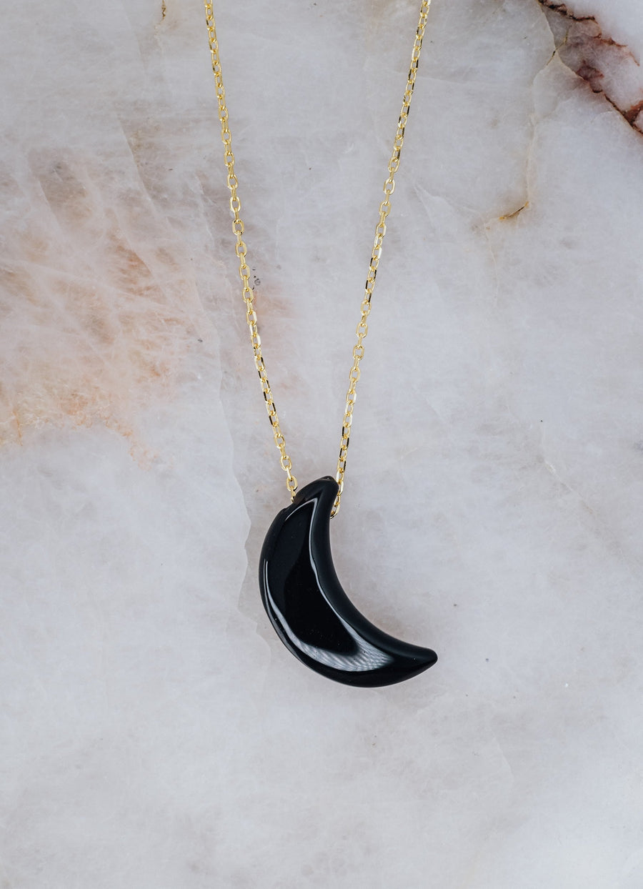 Collier lune en onyx noir