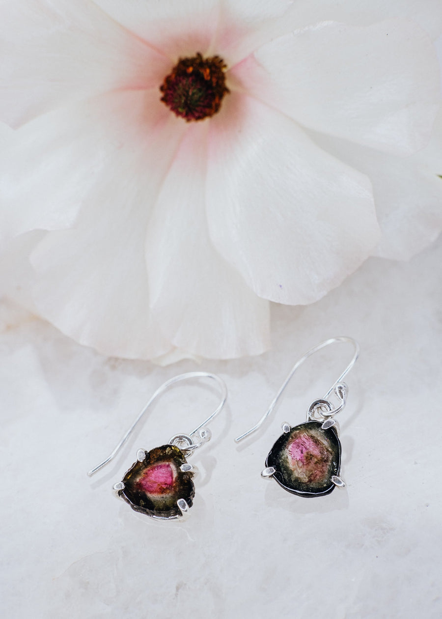 Boucles d'oreilles en tourmaline pastèque