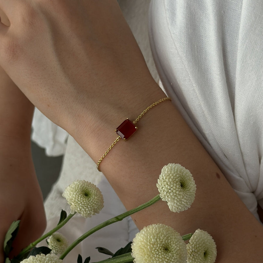 Carnelian 14K rectangular bracelet
