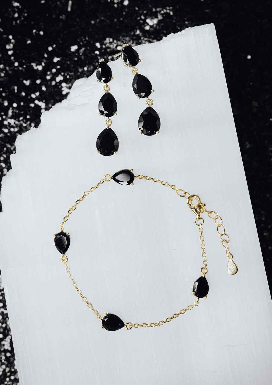 Bracelet Larme en Onyx Noir