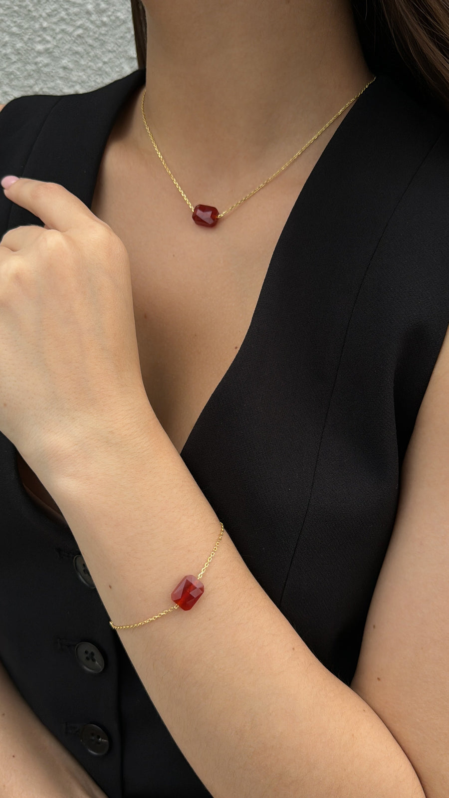 Bracelet carré en cornaline