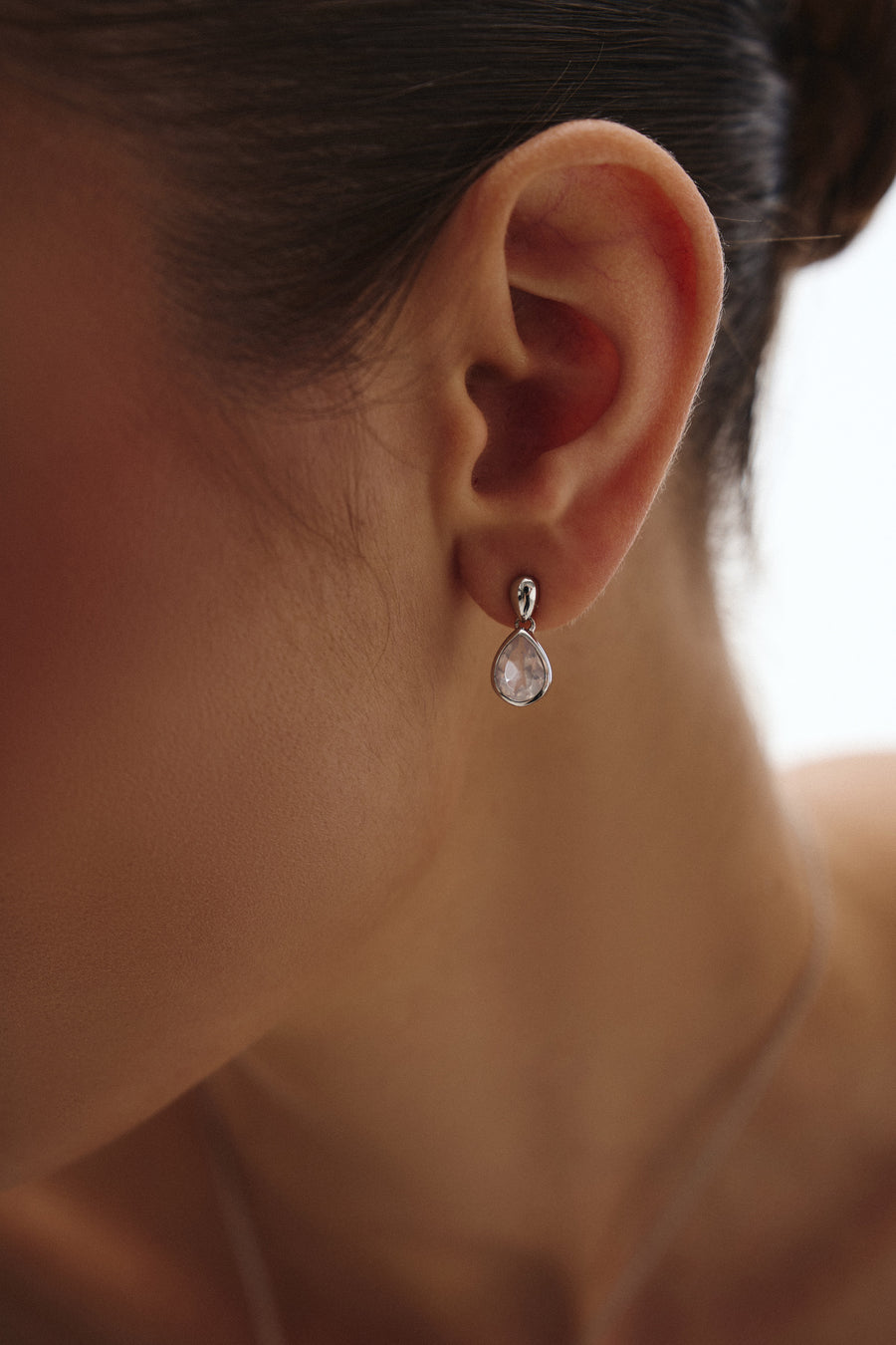 Rose quartz teardrop earrings