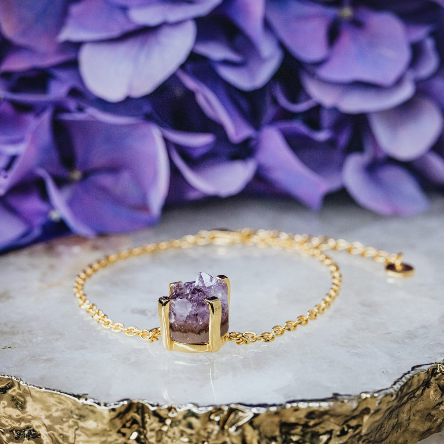 Amethyst druzy 18K bracelet