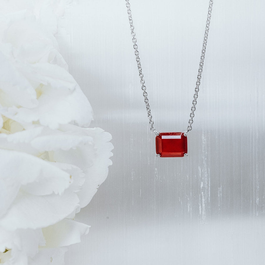 Collier rectangulaire en cornaline et argent