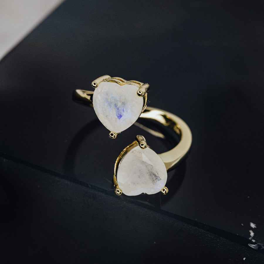 Moonstone heart 14K ring