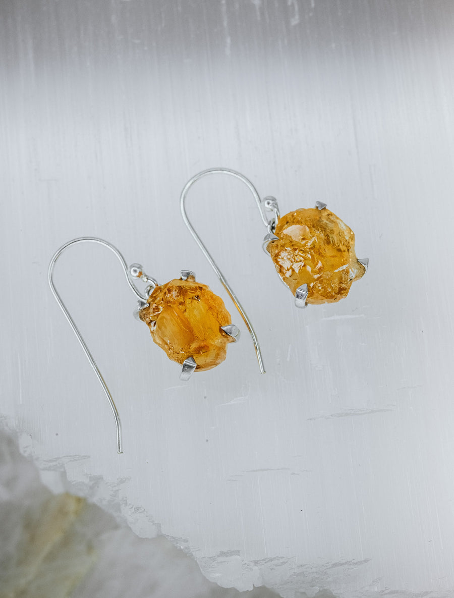 Citrine raw hook earrings