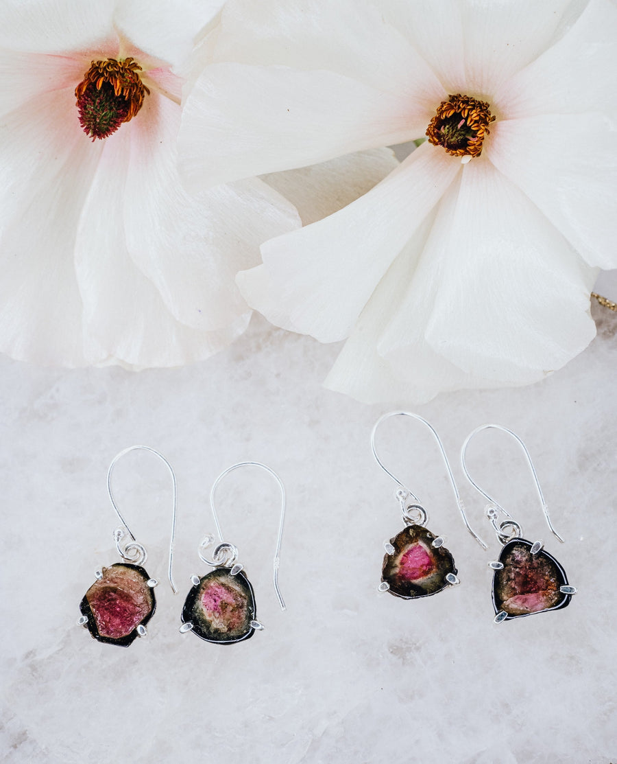 Boucles d'oreilles en tourmaline pastèque