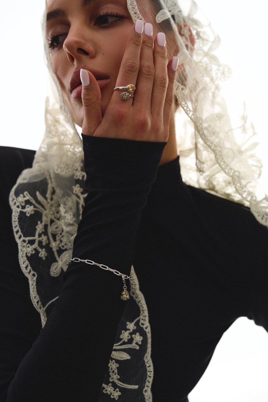Citrine + Pyrite oval ring