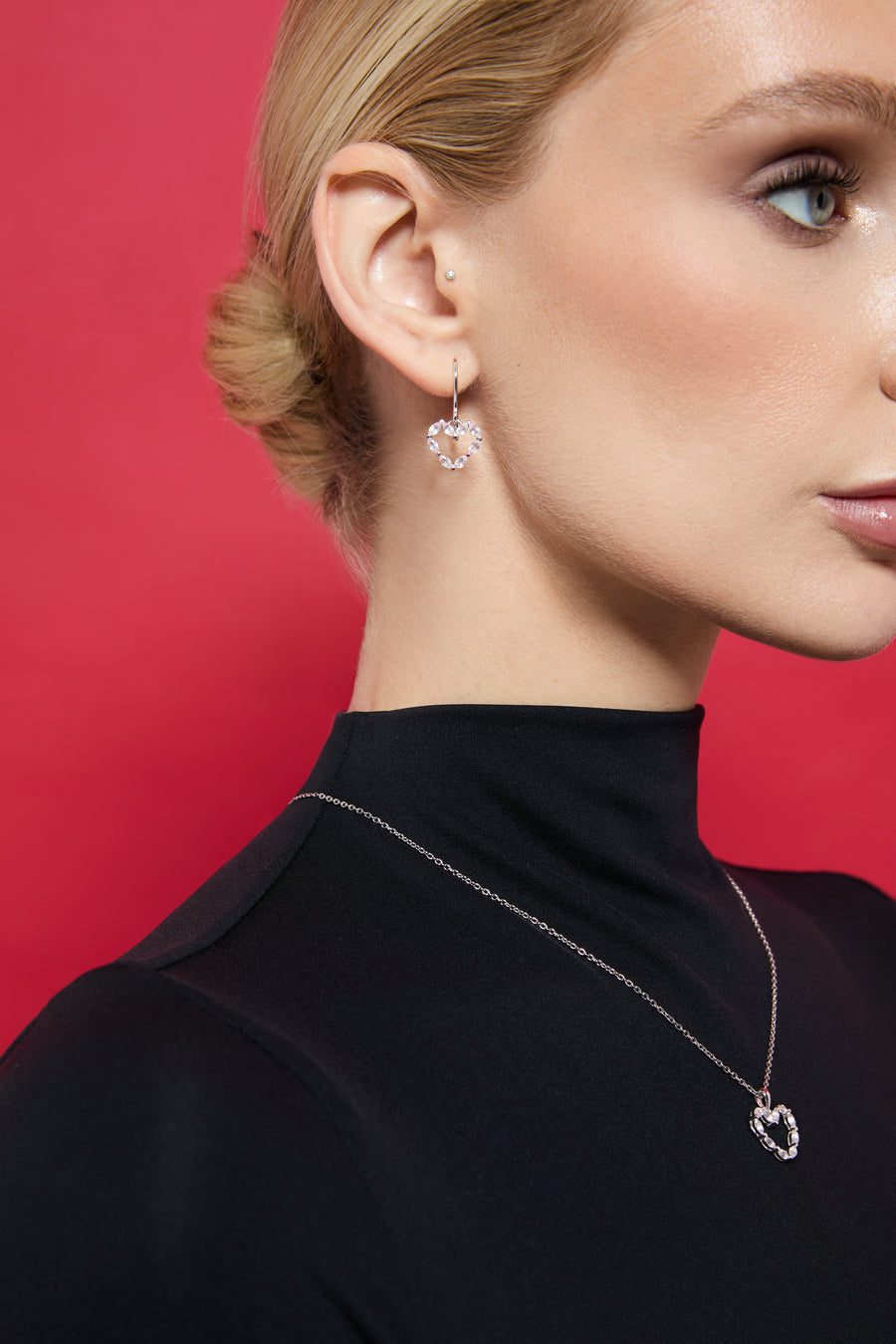 Boucles d’oreilles Cœur en Quartz Rose