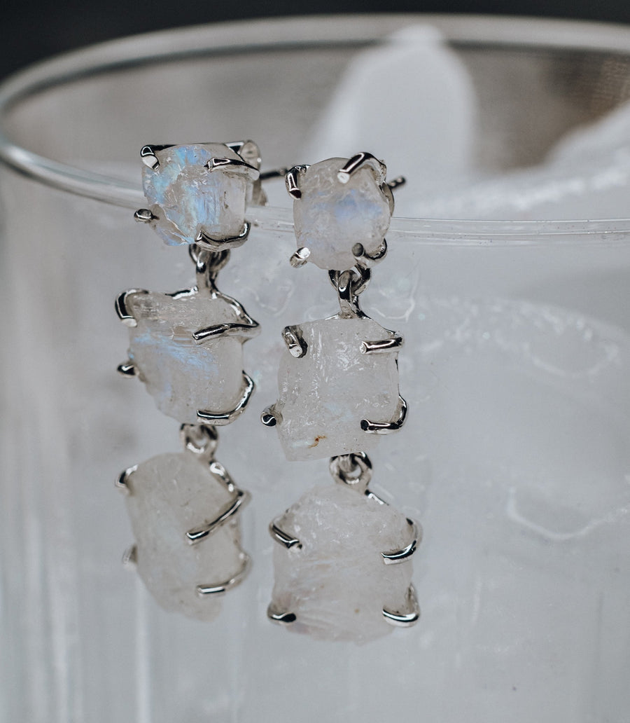 Boucles d'oreilles triples en pierre de lune