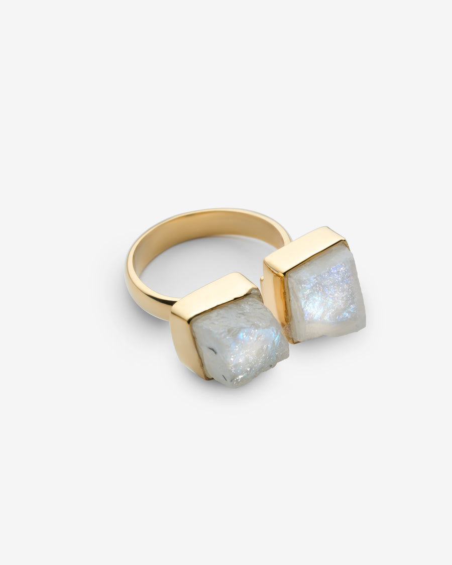 Moonstone double 18K gold plated ring