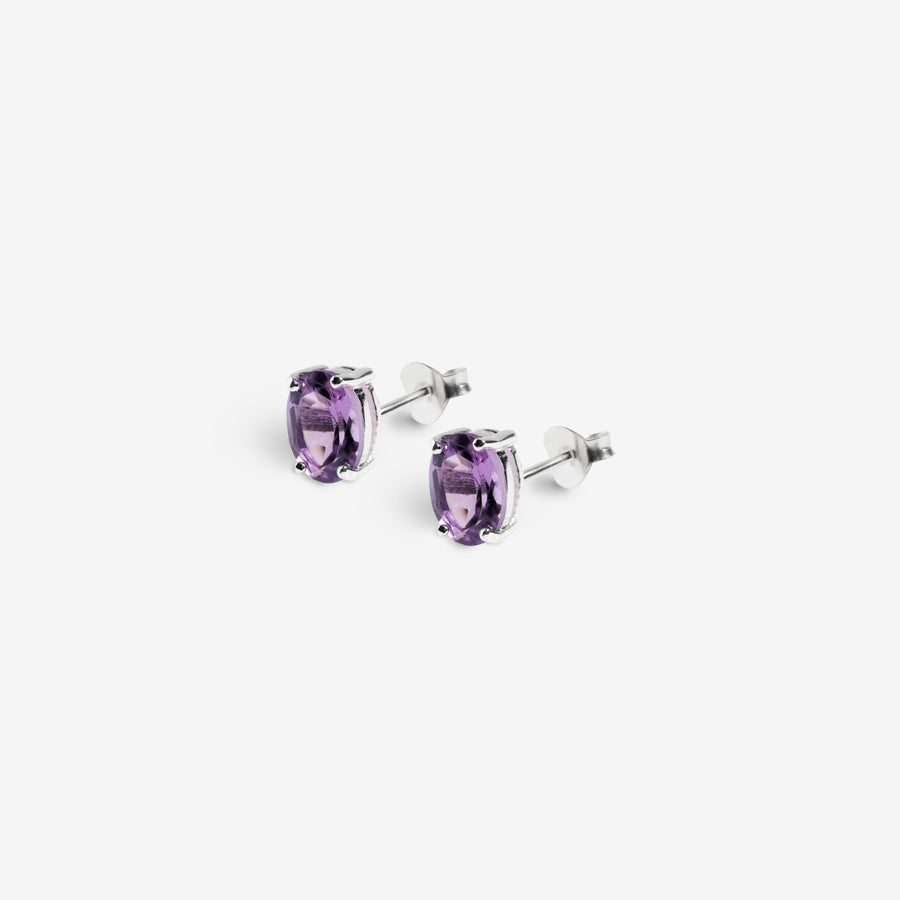 Boucles d'oreilles ovales cloutées en Améthyste