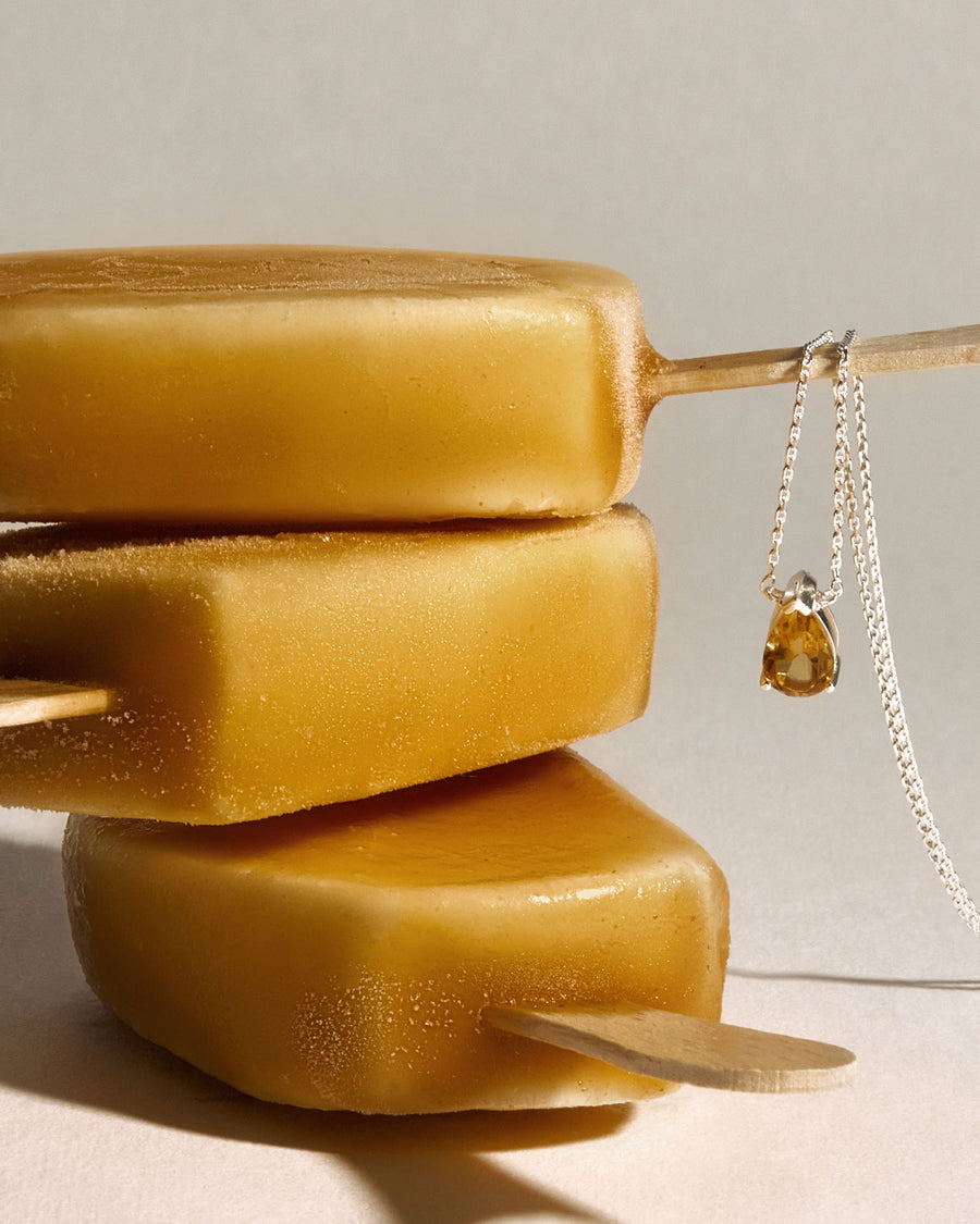 Citrine teardrop silver necklace