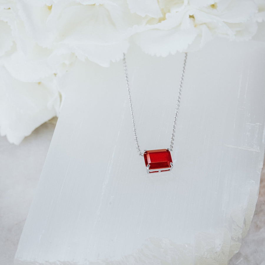 Collier rectangulaire en cornaline et argent