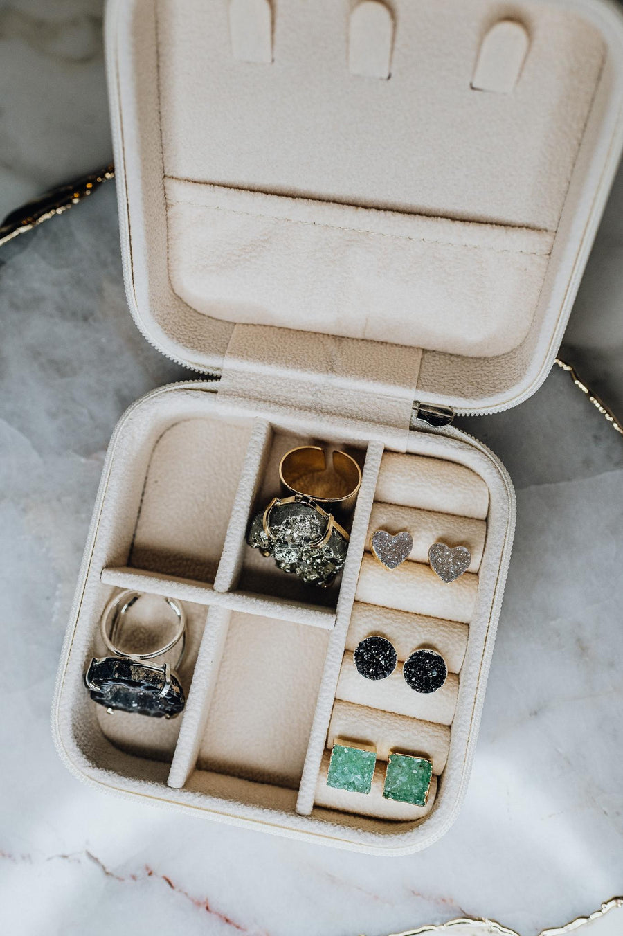 Coffret de voyage pour bijoux blanc