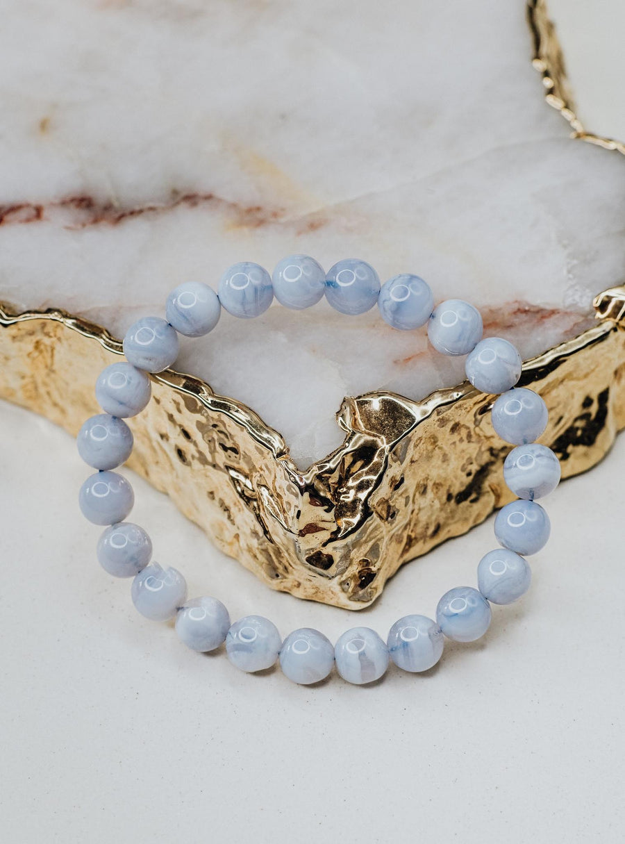 Blue lace agate beaded bracelet