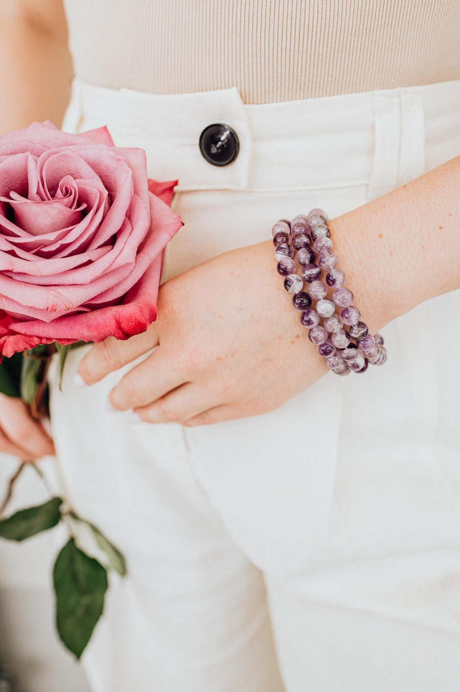 Bracelet en perles d’améthyste