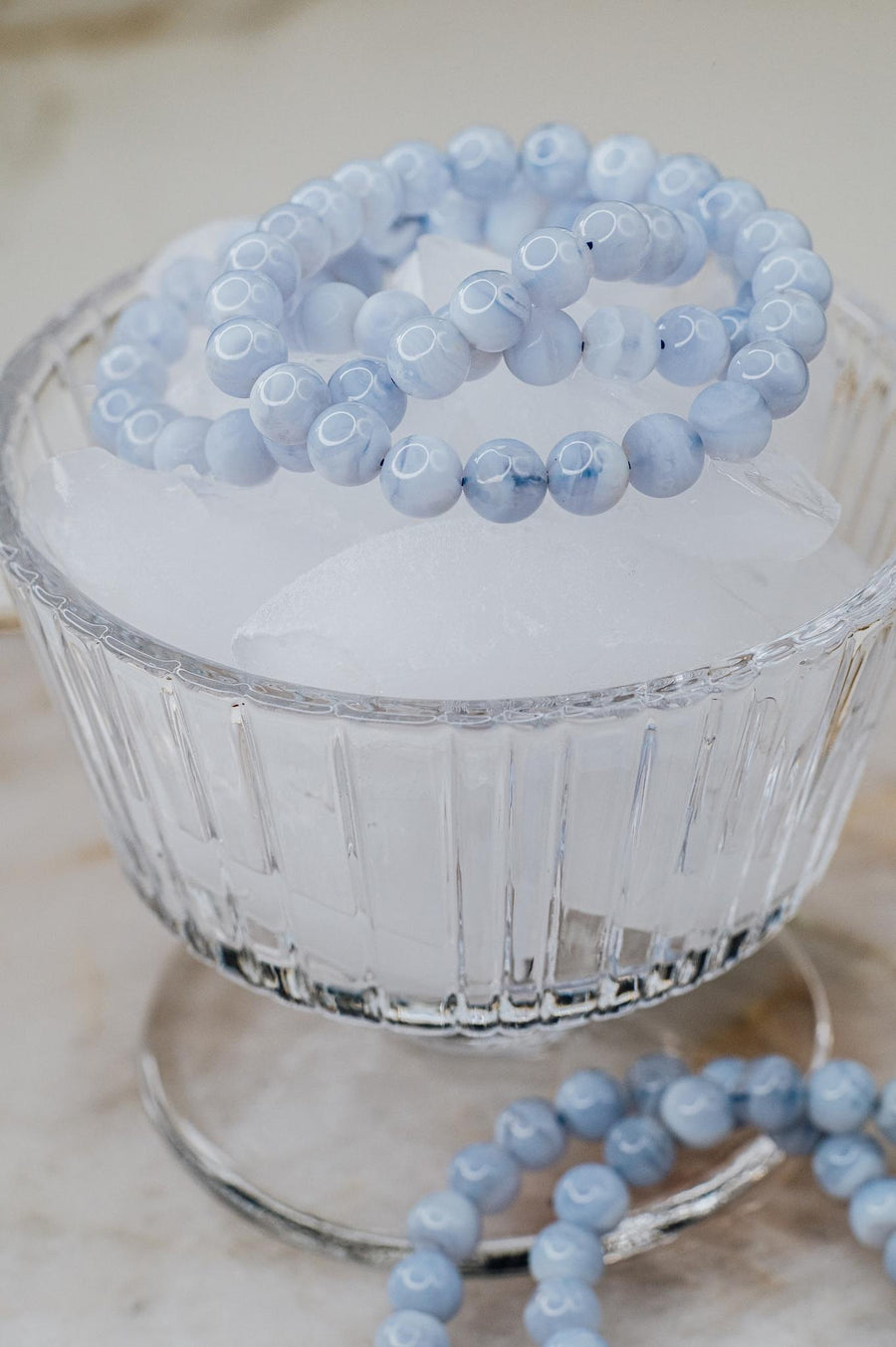 Blue lace agate beaded bracelet