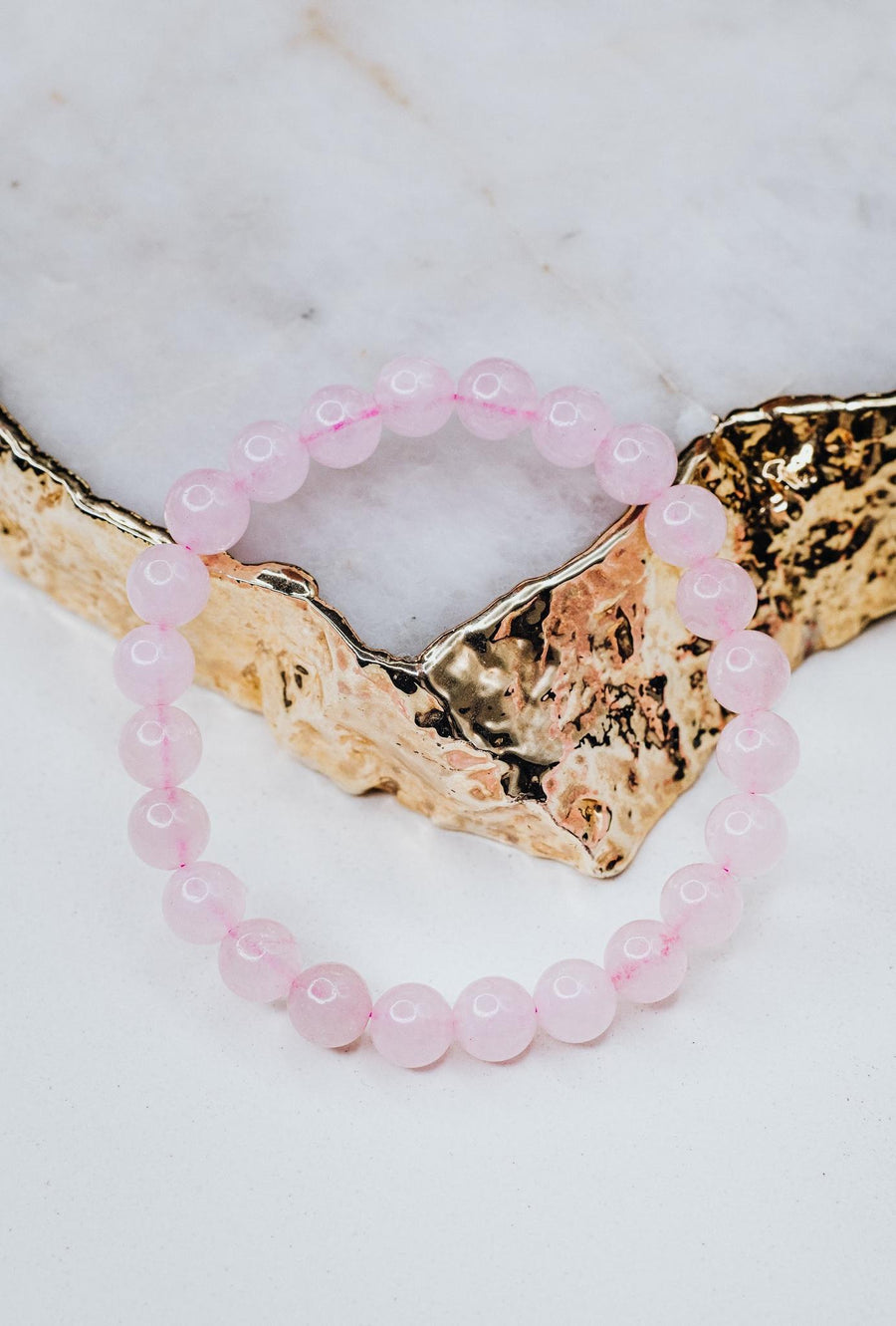 Bracelet en perles de quartz rose