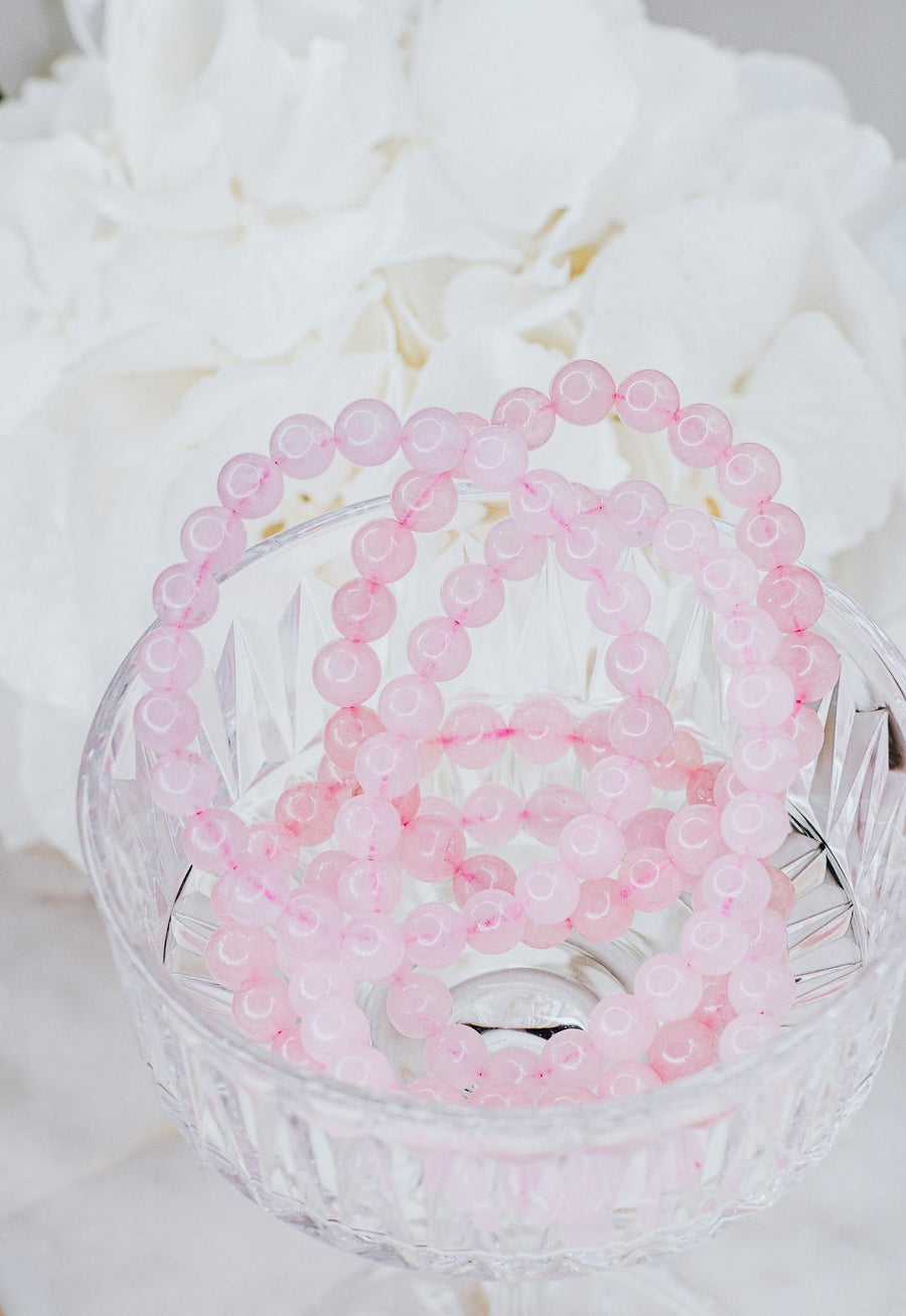 Bracelet en perles de quartz rose