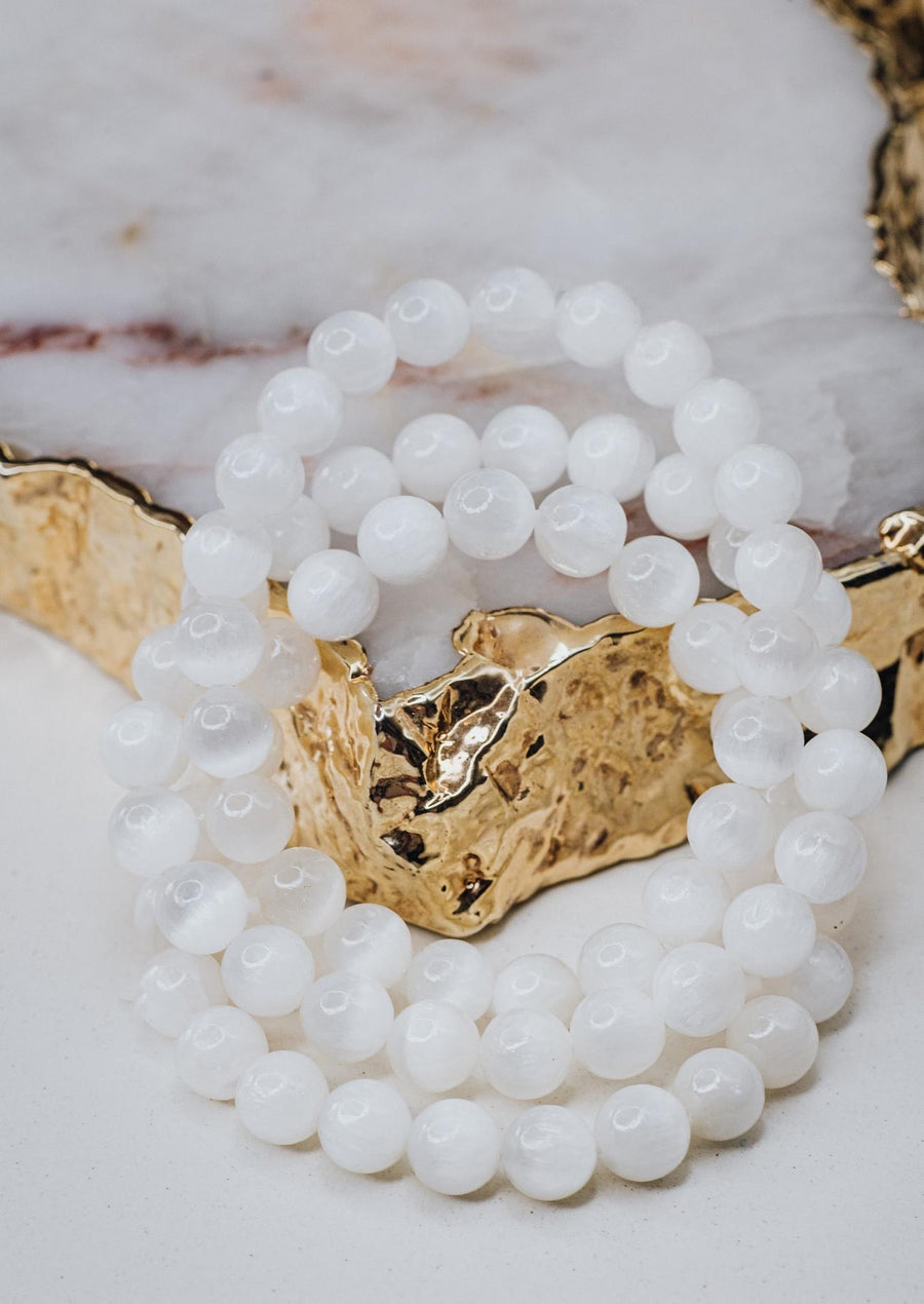 Bracelet en perles de sélénite