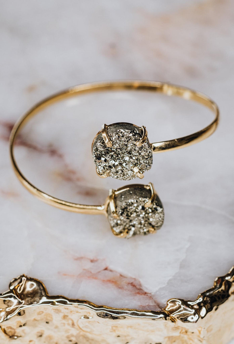 Bracelet double en pyrite