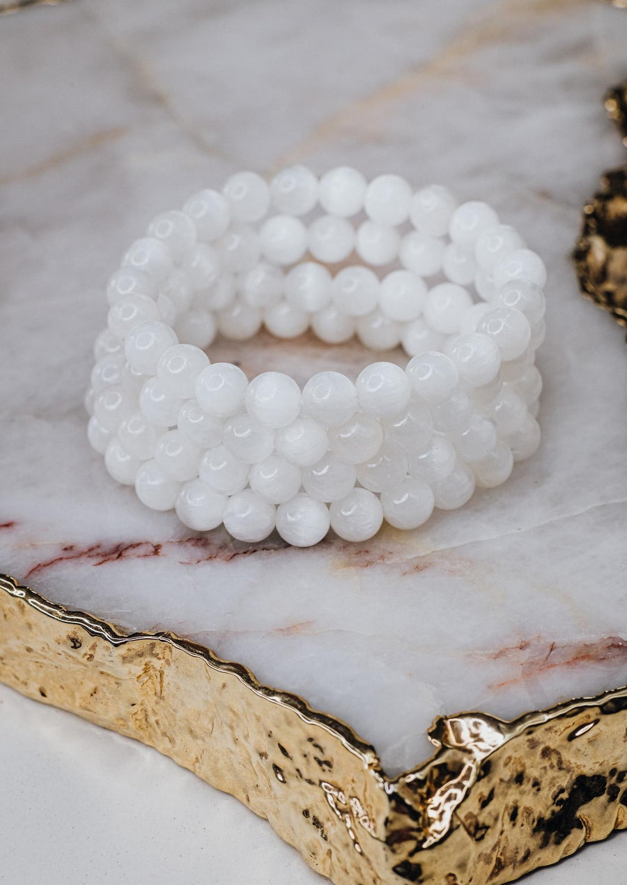 Bracelet en perles de sélénite