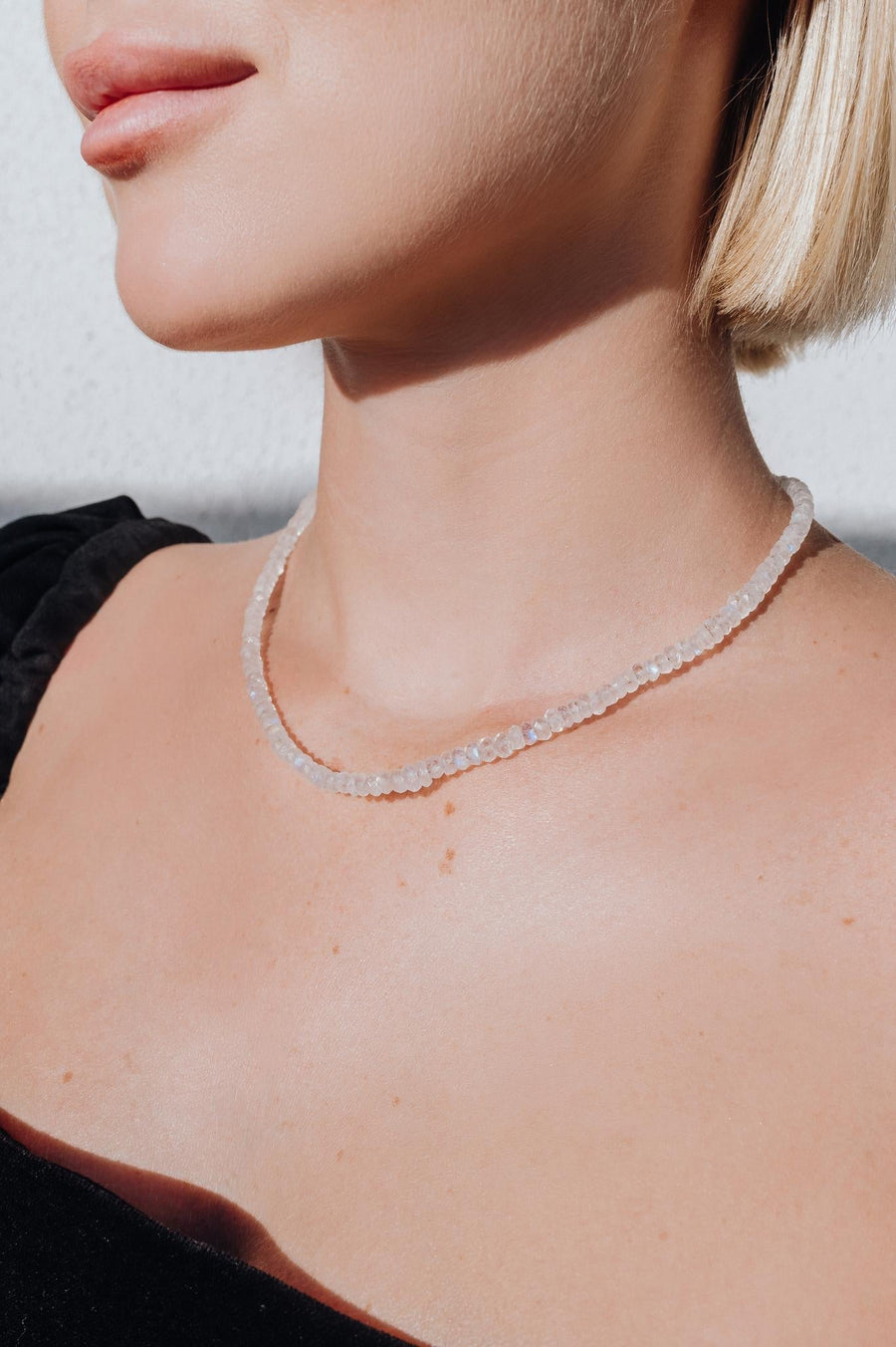 Collier argent pierre de lune 4-4,5 mm