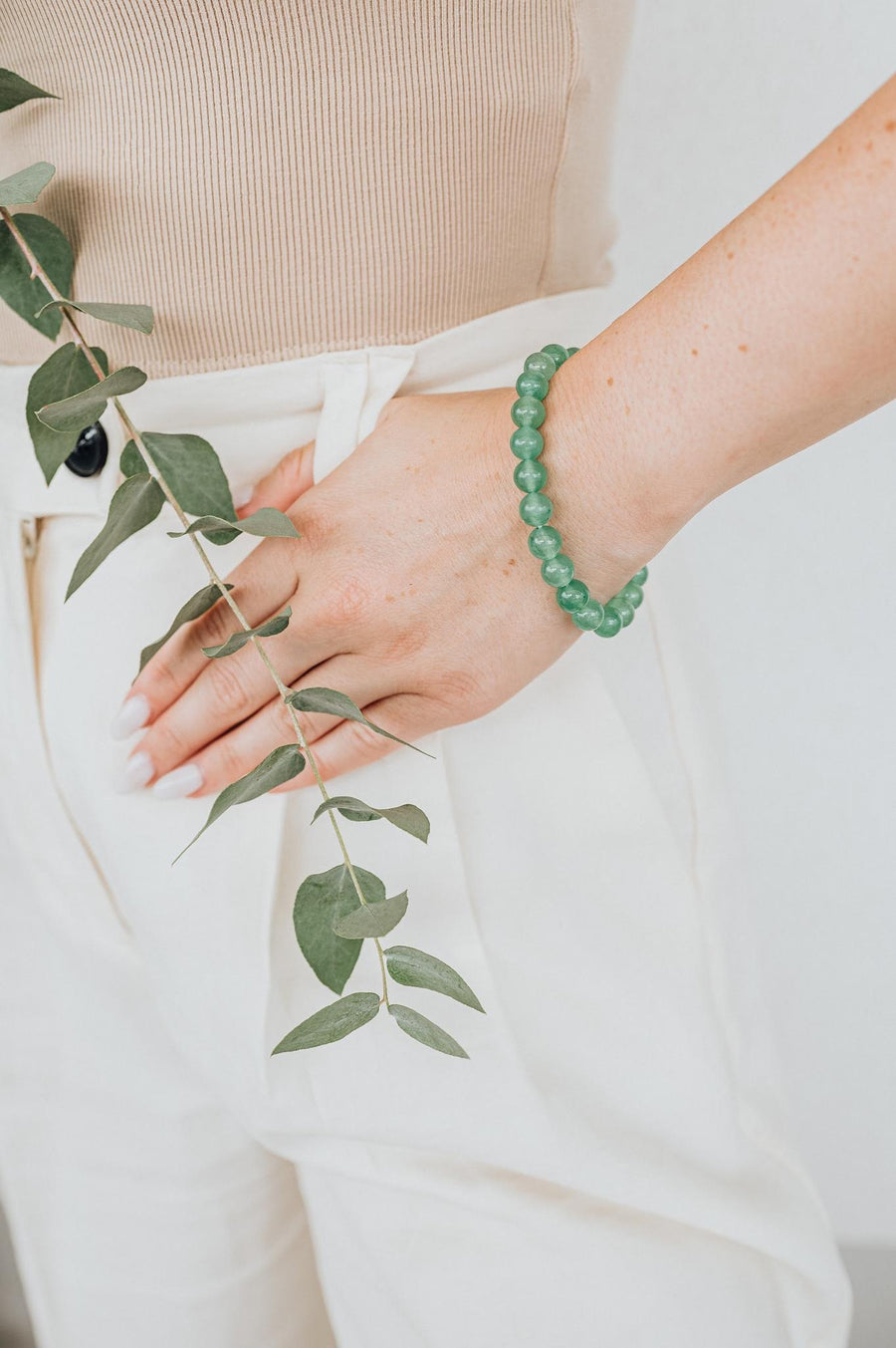 Bracelet en perles d’aventurine verte