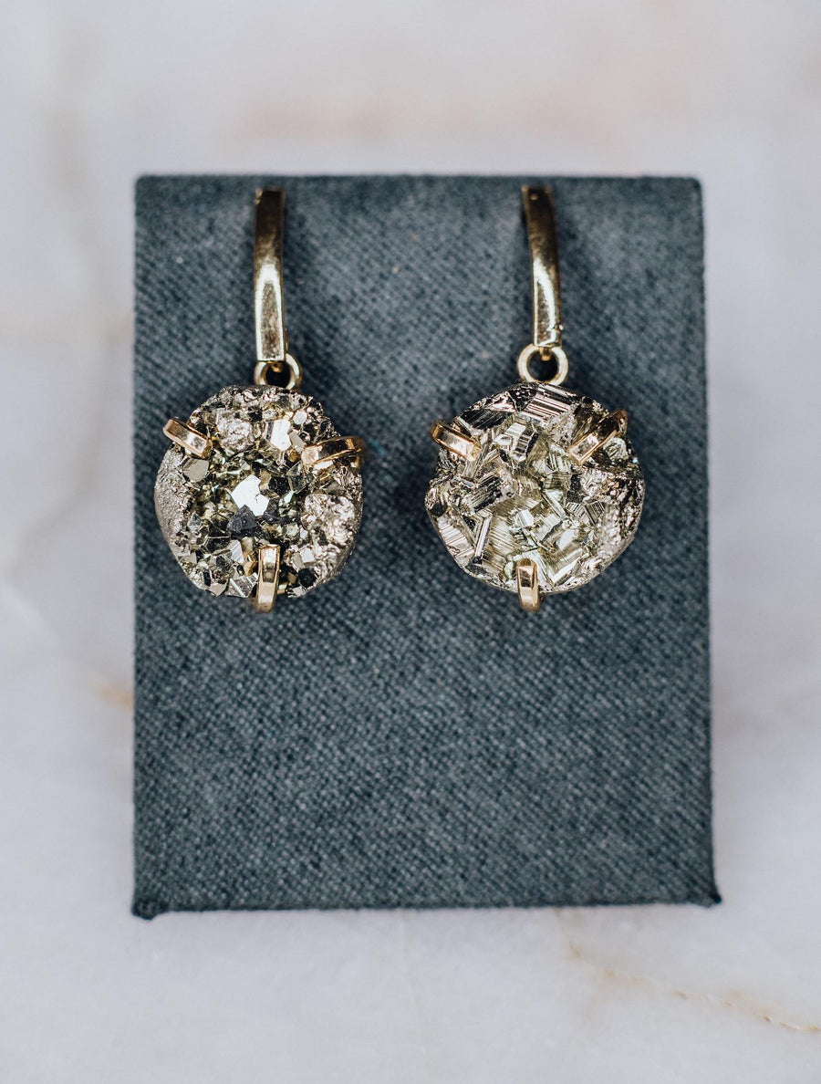 Boucles d’oreilles rondes en pyrite plaqué or