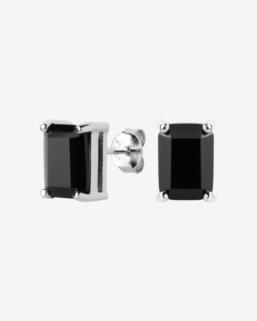 Black onyx rectangular stud earrings