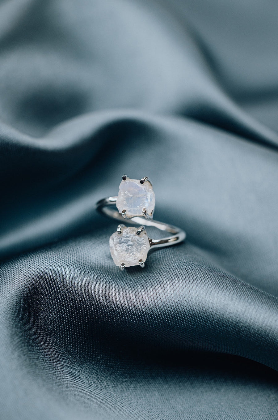 Bague double en argent avec pierre de lune