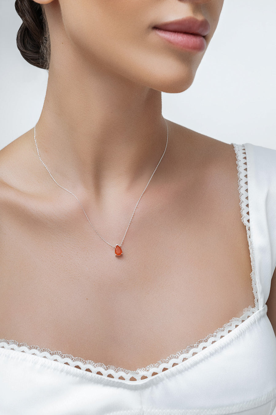 Carnelian teardrop necklace