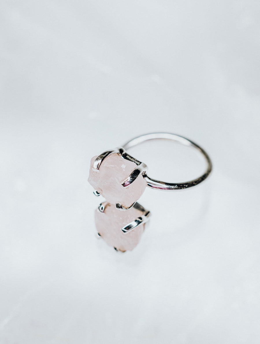 Bague double en quartz rose