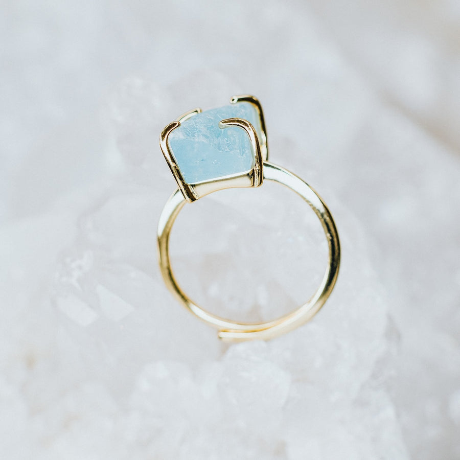 Bague ajustable en aigue-marine