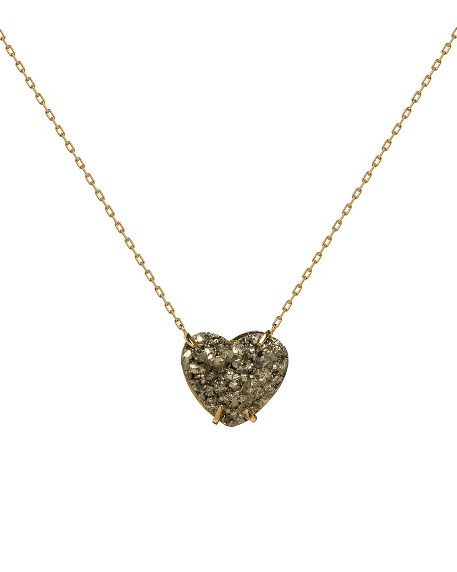 Pyrite heart statement necklace