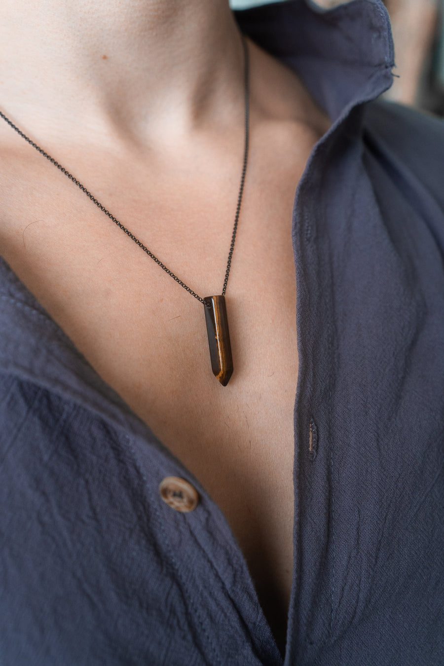 Collier à pointes en œil de tigre
