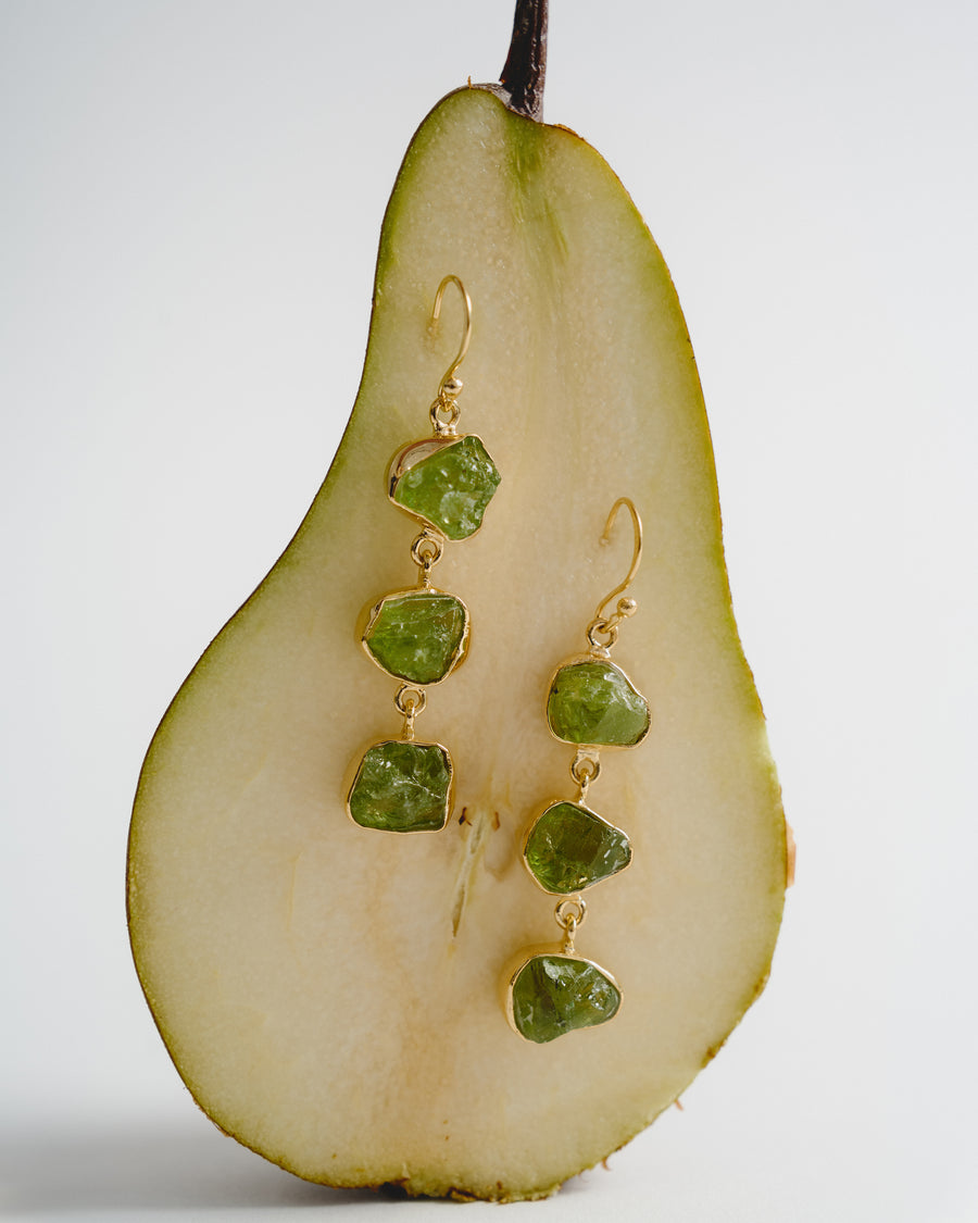 Boucles d'oreilles triples en Péridot 18K